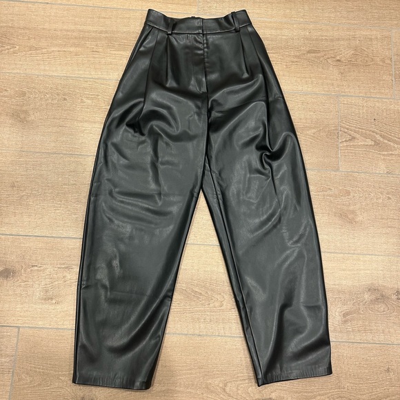 A.W.A.K.E MODE Pants - A.W.A.K.E. Mode Black Leather Pants